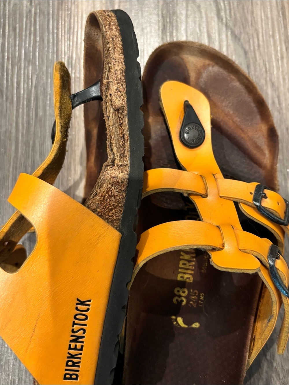 Birkenstock Size 8 (24.5cm) Orange Leather Sandals - Picture 4 of 6